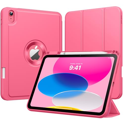 Étui iPad 10e Gen 2022 et 2025 MoKo pastèque rouge idéal pour travailler au café