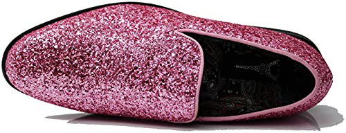 Image of SPK04 Men's Vintage Glitter Dress Loafers Slip On Shoes Classic Tuxedo Dress Shoes