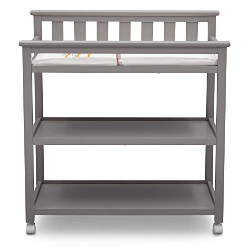 Delta Children Flat Top Changing Table with Wheels and Changing Pad - Greenguard Gold Certified, Grey - image 6