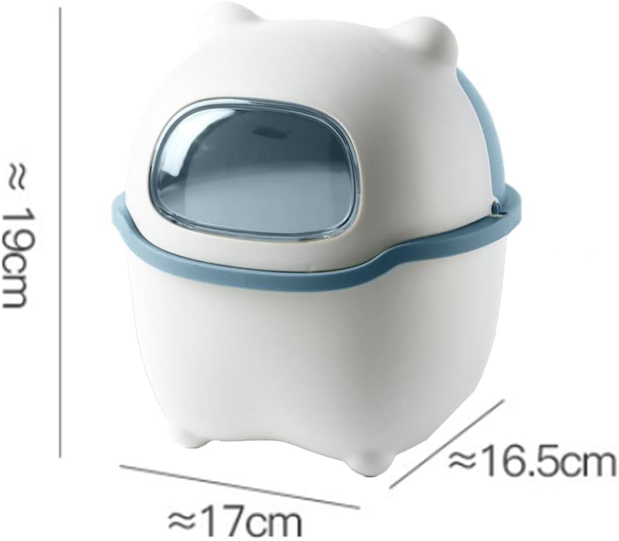 Image of Mini Desktop Trash Can, Cute Bear Wastebasket with Lid Small Tabletop Paper Garbage Can Rubbish Bin Small Countertop Trash Bin Container for Home Office