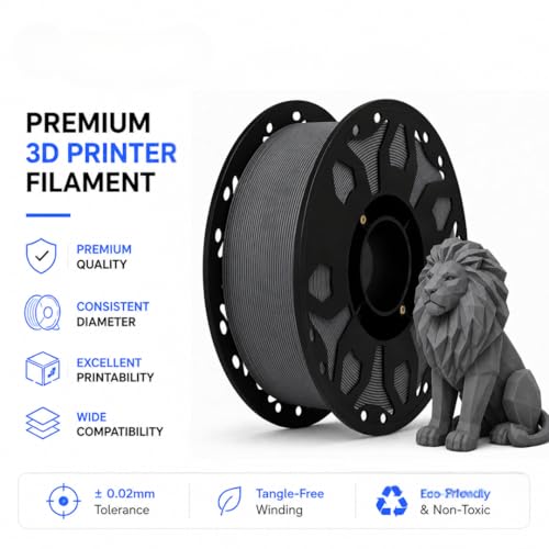 Image of FILAMONT PLA+ 3D Printer Filament 1.75mm, High Strength & Low Warp Printing Material, Dimensional Accuracy ±0.02mm, Vacuum Sealed with Desiccant, 1kg Spool (Grey)