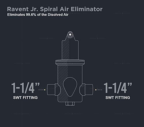 Image of Midline Valve SBW-TQ114T Spiral Air Eliminator Valve for Hydronic Heating Applications; Solid Brass; 1-1 /4 in. SWT Connections