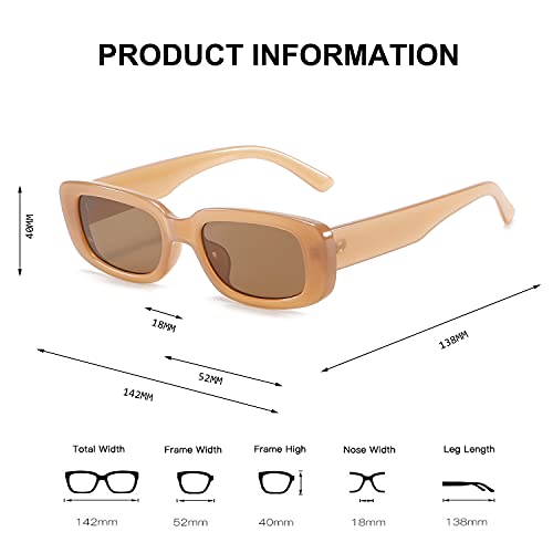 Image of BUTABY Rectangle Sunglasses for Women Retro Driving Glasses 90's Vintage Fashion Narrow Square Frame UV400 Protection