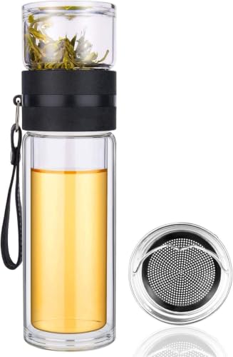 Image of NYRWANA Borosilicate Glass Travel Mug with Glass Lid | 300ml Heat-Resistant Tea & Coffee Mug | Microwave & Dishwasher Safe | Transparent Glass Cup for Home, Office, Camping & Travel