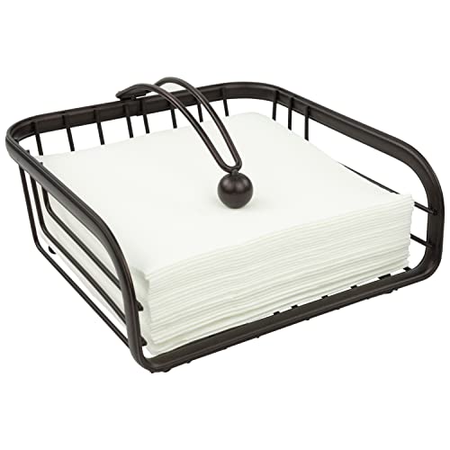 Spectrum Diversified Ashley Flat Holder With Weighted Arm, Kitchen Napkin Dispenser, Sturdy Steel Kitchen & Dining Room Decor, 1 Ea, Bronze #TOP3