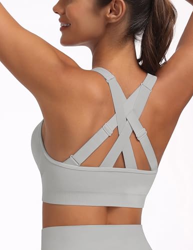 Image of MIRITY Padded Strappy Sports Bra for Women - with Dual Crossback and Adjustable Straps for Workout Gym