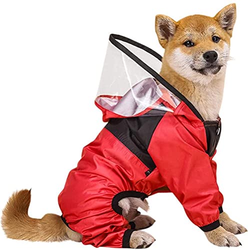BTSEURY Dog Raincoat, Hooded Poncho, Casual Light Pet Raincoat, Reflective, Red, Medium, Large Dog, Medium Dog