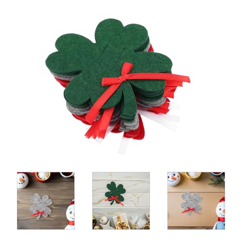 LOGOFUN 24pcs Four Leaf Clover Christmas Wallets Felt Money Cash Clips Portable for Shopping Travel Red Green Gray Holiday Present3