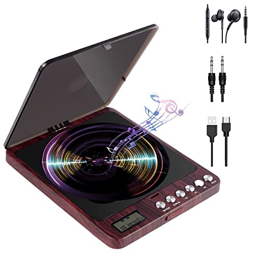 Portable CD Player with Speakers 2000mAh Rechargeable Walkman CD Player Portable with Double 3.5mm Headphones Jack ,Small Anti-Skip Personal CD Player Disc Music Player for Car or Home