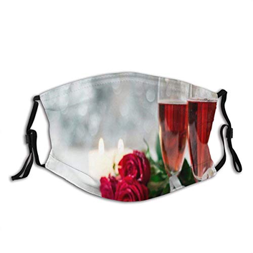 Gesicht Schal Flasche Red Day Romantisches Stillleben Rosa Champagner Event Essen Trinken Valentinstag Wein Toast Sturmhaube Wiederverwendbare