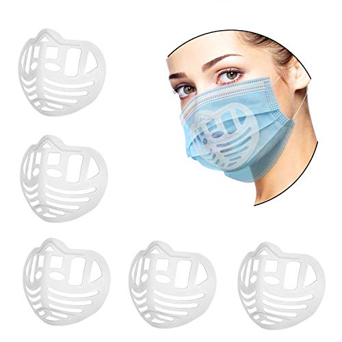 3D Mask Bracket for Comfortable Wearing Mask, Protect Lipstick Lips - Internal Support Holder Frame Nose Breathing smoothly - DIY Face Mask Accessories (5 Pieces, Frame Shape)