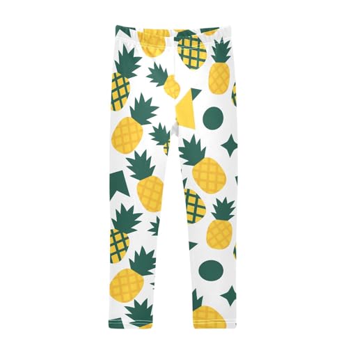 Geometric Pineapple Girls Leggings Soft Stretch Workout Yoga Dance Pants for Kids Casual Tights