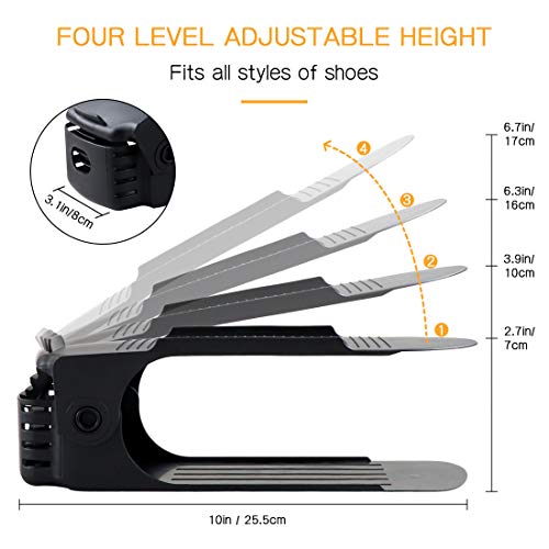 Zncmrr Shoe Slots Organizer For Closet 20 Pack Adjustable Shoe Stacker Space Saver,Double Layer Shoe Rack Organizer Holder Black #TOP1