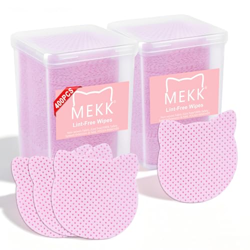 MEKK Lint Free Nail Wipes, 400PCS Cat Shape Nail Polish Remover Wipes,Soft Non-Woven Fabric, Super...