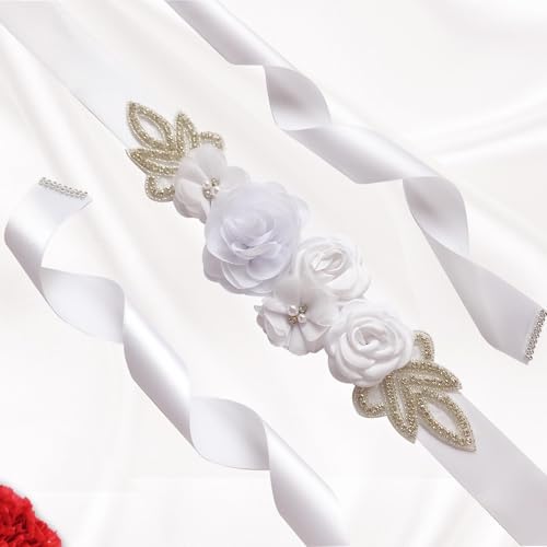Bridal Wedding Belt with Rose Flower Bridesmaid Sash Evening Gown Belt for Banquets2