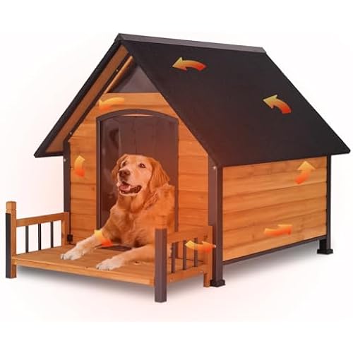 GUTINNEEN 49.4" Extra Large Dog House Outdoor Weatherproof Dog Kennel Dog Shelter with Chew-Proof Full Metal Frame, Waterproof Roof, Removable Inner Floor for Large Dog Breeds