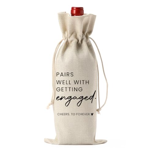 FBCCZEY Engaged Gifts, Engagement Gifts for Couples Her, Engagement Party Decorations Gifts for Engaged Couple Wine Bag, Pairs Well with Getting Engaged Wine Bottle Bag