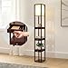 Brightech Maxwell Drawer Edition - Shelf & LED Floor Lamp Combination - Modern Living Room Standing Light with Asian Display Shelves - Havana Brown