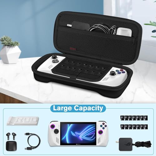 Image of Fintie Carrying Case for ASUS ROG Ally 7 inch Gaming Handheld - [Shockproof] Hard Shell Protective Cover Portable Travel Bag w /Inner Pocket and 14 Game Card Slots for ASUS ROG Ally & Accessories, Black,
