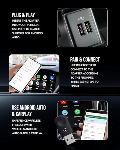 Image of Pronod Wireless Carplay Adapter Revv Edition | Android Auto Wireless Adapter with USB A & USB C Support| Auto Connect & Stable Performance | OEM Control Compatible | 12 Months Warranty- Plug & Play