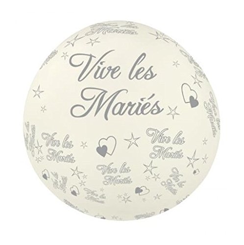 Générique Ballon géant Mariage: Vive Les mariés, 1.16m: Blanc (x1) REF/BALGM01