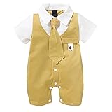 Qiraoxy Neugeborene Krawatte Kurzarm Strampler Gentleman Typ Overall für 0-18M Baby Sommerkleidung