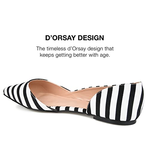 Journee Collection Womens Cortni Ballet Flats With Asymmetrical Detail And Pointed-Toe, Black Stripe, 8.5 #TOP2