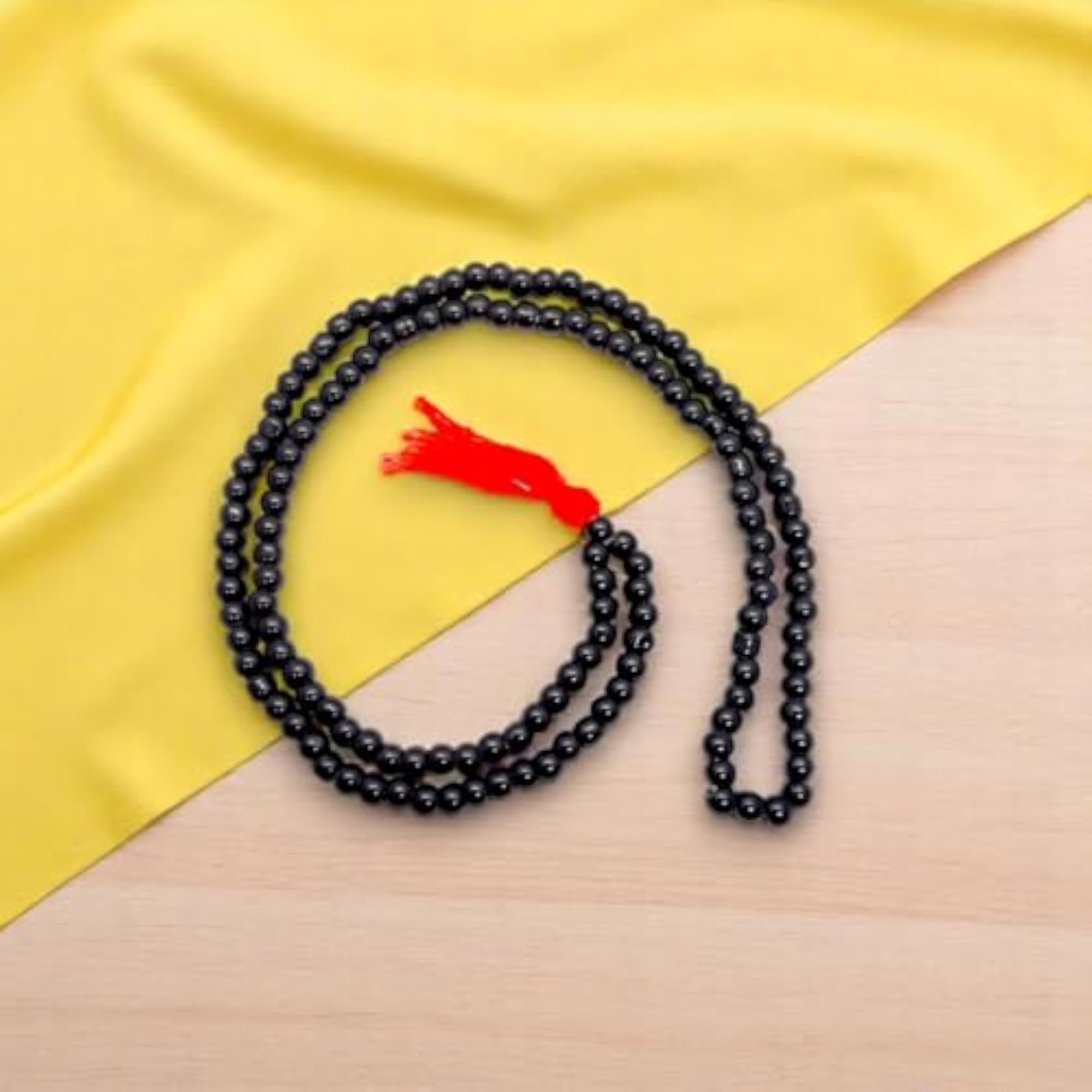 Om Locket Pendant with Black Moti Mala & Hand Beads Bracelet