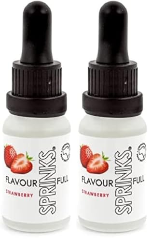 Sprinks Strawberry Flavour 15ml | Edible Flavouring for Buttercream | Batter | Macarons | Dropper Bottle | Precise Baking | Food-Safe Essence for Cakes | Desserts | Allergen-Free (Pack of 2)