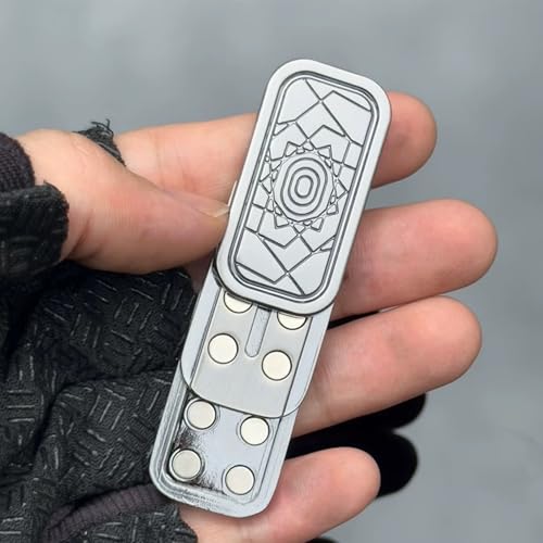Image of Magnetic Silver Fidget Slider 3 Layer, Fidget Toys Adults for Stress Relief ADHD Anxiety with Click Sound, Portable Desk Fidget Gadget, Gifts for Boyfriend Husband Father