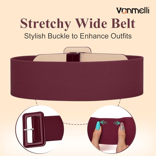 Image of VONMELLI Stretchy Wide Women Belts Elastic Vintage Belts for Women Fashion Ladies Waist Belt for Dress
