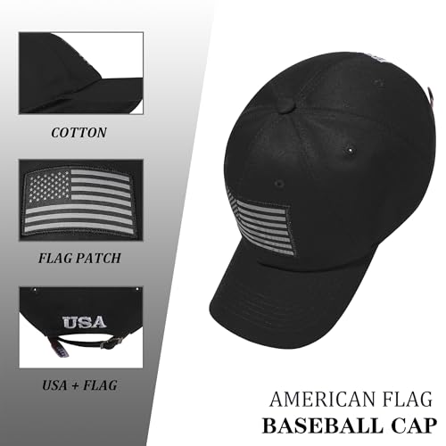 Image of American Flag Hat, Adjustable Fit USA Baseball Cap for Men Women, Dad Hats, Outdoor Ball Caps for Casual Wear