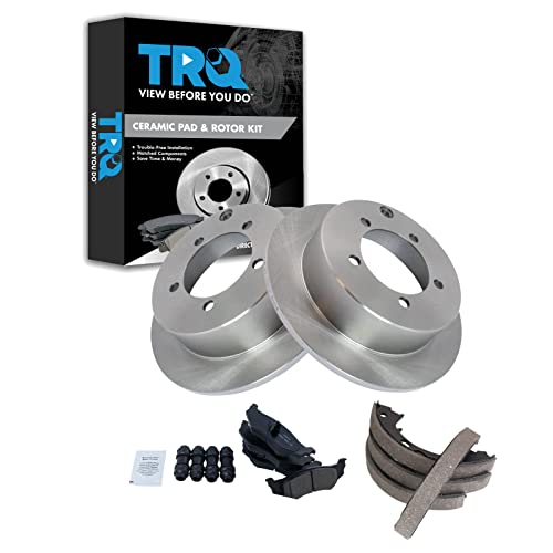 Image of TRQ Rear Brake Pad and Rotor Set Ceramic Compatible with 2001-2005 Dodge Stratus