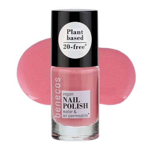 Benecos 20-Free Vegan Nail Polish bubble gum - pflanzenbasierter Nagellack - schnelltrocknend & langanhaltend - wasserdurchlässig - angereichert mit Biotin - 5ml