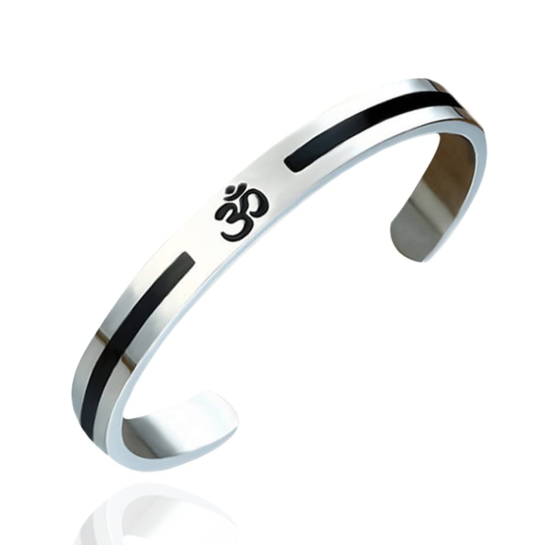 SaizenSilver Plated Brass Om Kada for Men and Boys