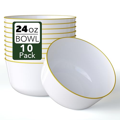 Trendables 24 oz Plastic Bowls Set - Fancy Serving Bowls - Perfect for Ice Cream, Salad, Candy - Disposable (1