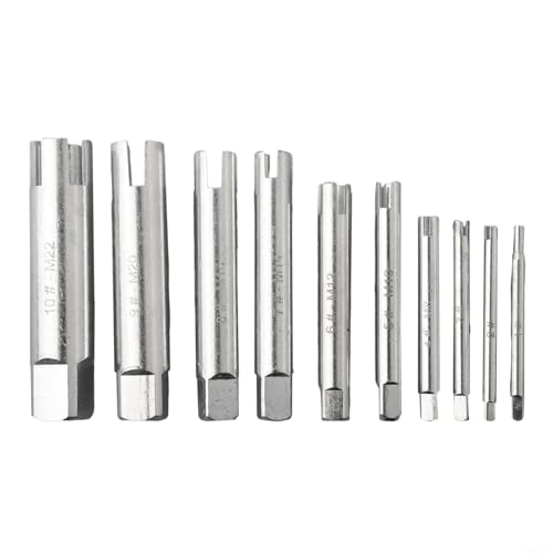 Juego de 10 extractores de tornillos para quitar tornillos de cabeza dañados y rotos, broca M5-M22 de mano izquierda con acero galvanizado 45# Rem
