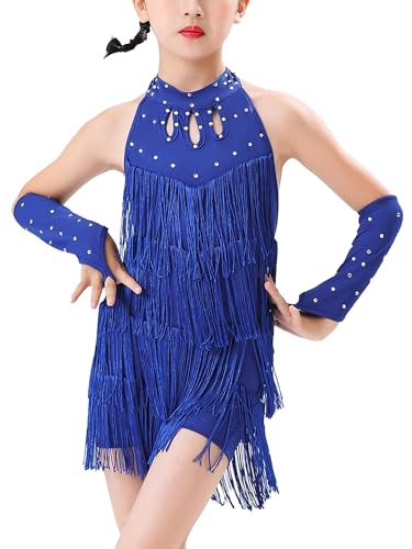Robe de danse latine fille haut de gamme vêtements de danse tango et samba à franges fluides