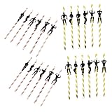 LOLIPPYY 24個 使い捨てパーティーストロー 脱衣ダンス男性デザイン 紙製軽量 飲み物対応カップ多様 モヒートやマルガリータに