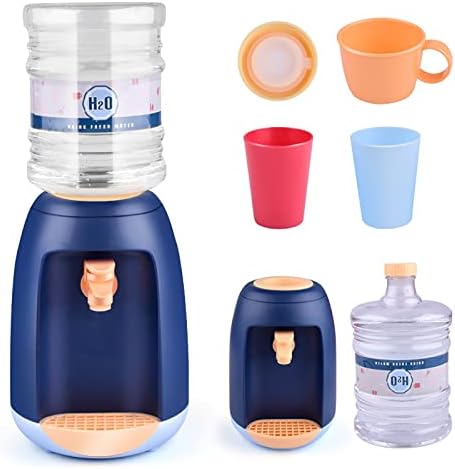 Mini Water Dispenser for Kids, Small Water Dispenser, Kawaii Kitchen Set, Lovely Simulation of Water Dispenser Deskt Decoration (Blue)