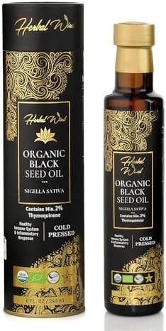Herbal Wind Black Seed Oil: Cold Pressed USDA Organic Black Seed Oil Liquid - Turkish Nigella Sativa Black Cumin Seed Oil with Min. 2% Thymoquinone for Immune Support, Joint Health and More - 8 Fl Oz