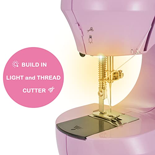 Denniescare Mini Sewing Machine Handheld Sewing Machine For Beginners Sowing Machine With Extension Table Light Sewing Kit Sewing Products Pink #TOP4