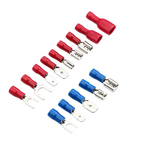 Lot de 100 cosses froides isolées assorties - Connecteurs de cosses en U - Pour câble électrique