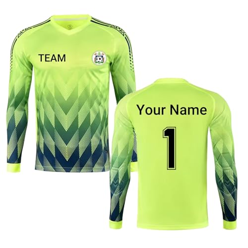 COITROZR Equipacion Portero Niño Personalizada,Hombre y Mujer de Traje Equipaciones de Futbol Personalizada para Niños Adultos con Nombre Personalizado Número Logotipo del Equipo(Green)