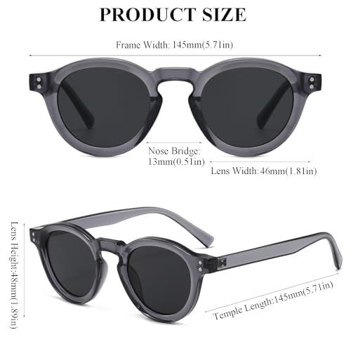 LJCZKA Vintage Round Sunglasses Mens Womens Classic Retro Circle Sun Glasses Trendy Unisex UV400 Protection Driving Outdoor3