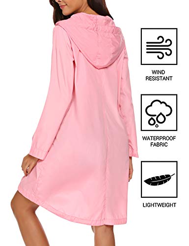 SoTeer Long Riancoat Women's Rain Coat Windbreaker Rain Jacket Waterproof Lightweight Outdoor Hooded Raincoat - Thumbnail 5