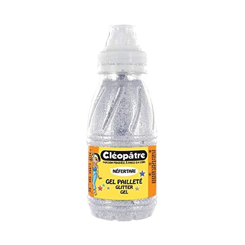 Cléopâtre – GP500-877 – Glitter-Gel, transparentes Gel mit Bunte Glitter, Silber, 500 ml