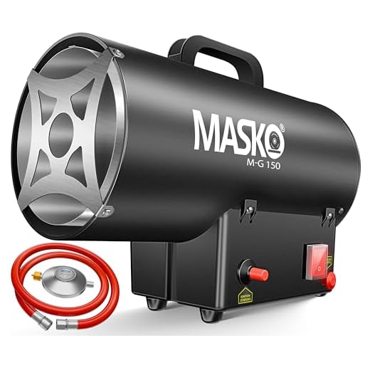 Masko® Gasheizgebläse Gasheizer Heizkanone Gasheizstrahler 15 KW Bauheizer Gas Heizgerät heizstrahler Heißluftgenerator inkl. Gasschlauch & Druckminderer Heizgebläse für handelsübliche Gasflaschen
