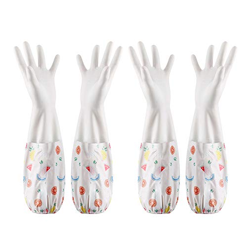 1 / 2Pair Küche Hausarbeit Sanitärreinigung Gummihandschuhe, verdicken wasserdichte Kunststoff Haushaltshandschuhe(2Pair)