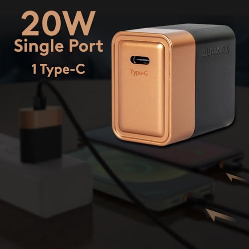 Image of DURACELL 20 Watts Fast Wall Charger Adapter, 1 USB C, Fast Charging Compatible with iPhone, iPad, Samsung Galaxy, Note, Redmi, Mi, Oneplus, Oppo, Vivo Smartphones, DU066